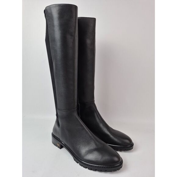 Stuart Weitzman Women's Black City Knee-High Leather Boots Size 8 B SJ198 - Picture 1 of 7